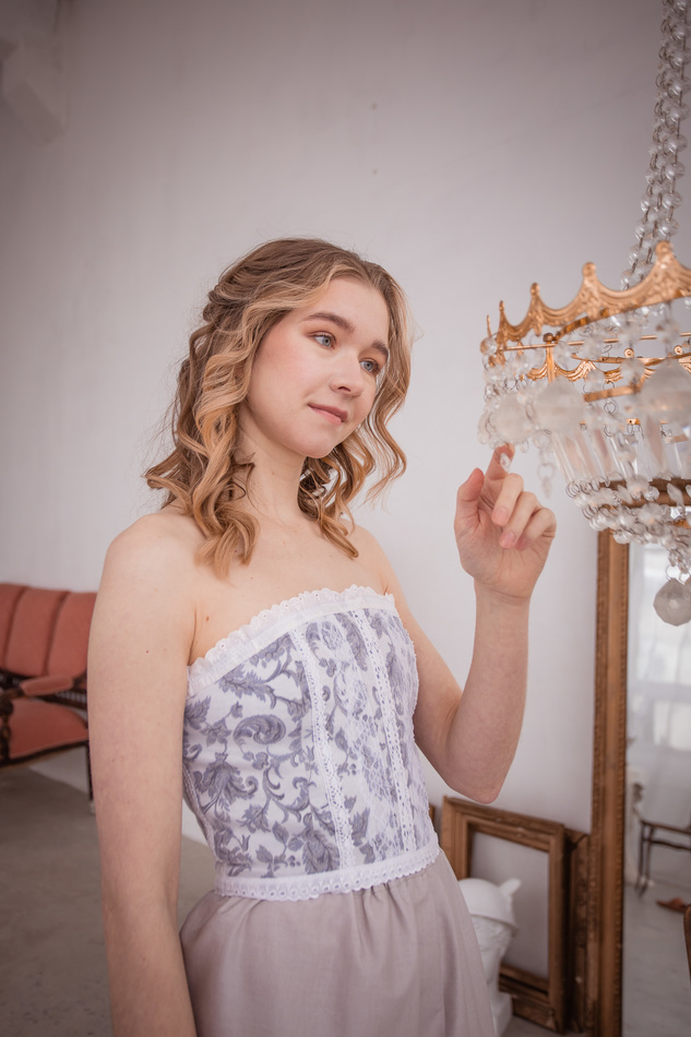 Корсетный топ "Зимний узор" с кружевом