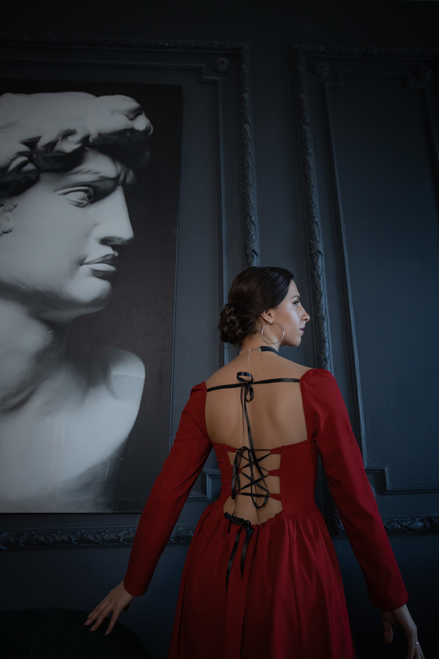 Платье "Франческа" красное с корсетной шнуровкой